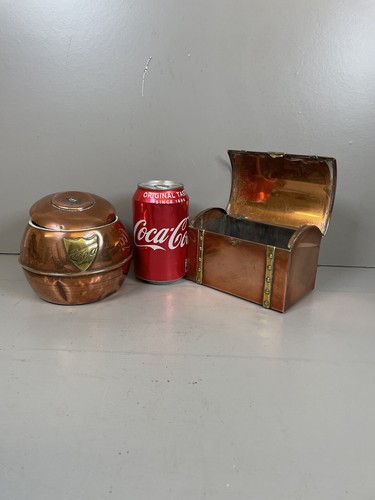 Two Antique Copper & Brass Tea Caddy’s Chests - Picture 2 of 8
