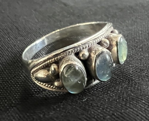 Vintage Sterling Silver 925 3 Stone Ring Size 9 - Picture 3 of 15