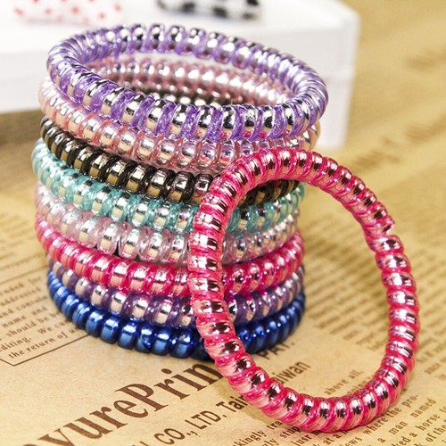 Telephone Wire Elastic Hair Bands Girl Glossy Ponytail Holder Rubber Band j - Picture 3 of 24