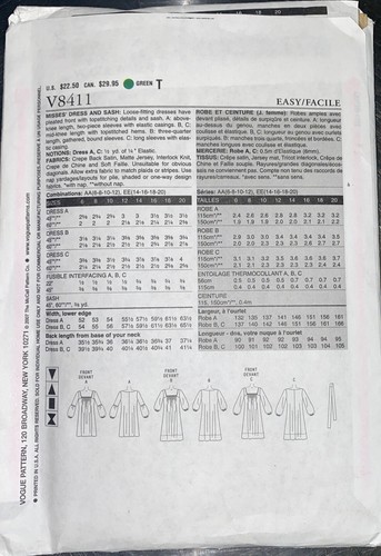 Top Vogue V8411 Suelto Plisado Rodilla Frontal Mangas 3/4 TALLA: EE (14-16-18-20) - Imagen 3 de 9
