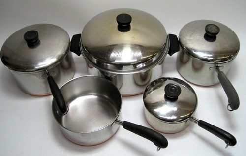 Lot 9 Pieces Revere Ware Copper Bottom Pans 6qt 4qt 3qt 2qt 1qt #6 - Picture 2 of 6