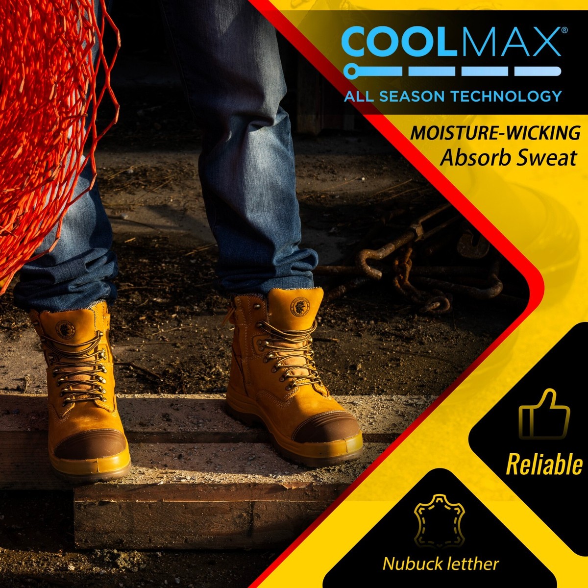 ROCKROOSTER 7 inch Steel Toe Wide Zipper Work Boots for Men, Slip