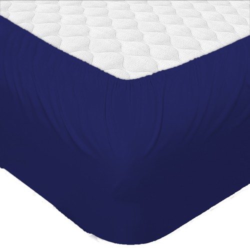 Lo último en sábanas de pared profunda colección algodón egipcio tallas AU azul marino liso - Imagen 5 de 21