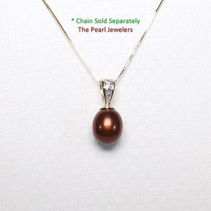 14k Yellow Gold Diamond Bale /& AAA Chocolate Cultured Pearl Pendant TPJ