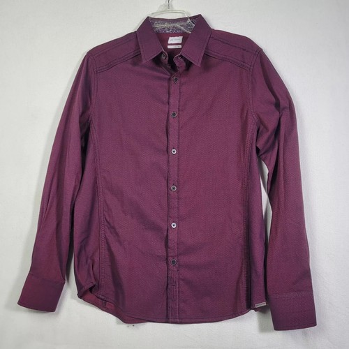 JB Holt Flip Cuff Mens Size S Button Up Long Sleeve Shirt Maroon Standard Fit
