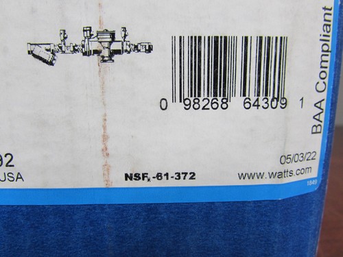SEALED WATTS 2 LF009M2-QT-S REDUCED PRESSURE ZONE ASSEMBLY EDP#:0122692 (27FL) - Picture 3 of 3