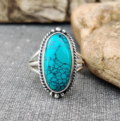 Blue Turquoise Ring, Purple Turquoise Ring, Purple Ring, Turquoise Ring - 第 2/3 張圖片
