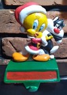 *RARE* Christmas Looney Tunes TWEETY SYLVESTER Stocking Holder MIDWEST Cast Iron