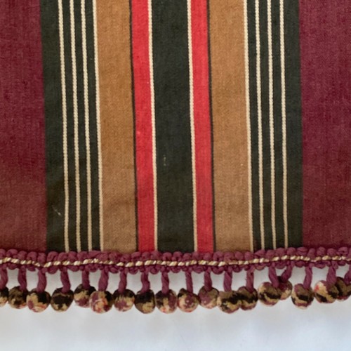 Wool antique c 1890-1910 French curtain stripes vintage drape textile - 第 1/12 張圖片