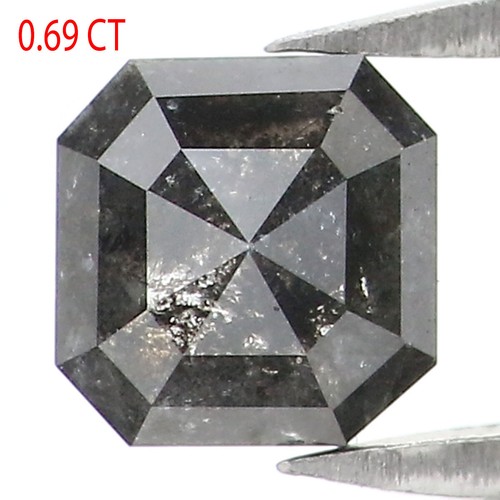 0.69 CT Natural Loose Radiant Cut Diamond 4.85 MM Salt And Pepper Diamond LQ8147 - Picture 2 of 8