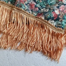 Ladies Floral Mesh Scarf with Shiny Peach Fringe 52 inches