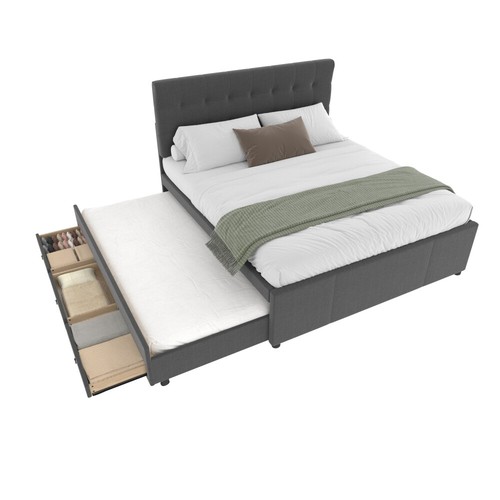 Polsterbett, 140x200, Doppelbett, Familienbett, ausziehbares Bett, Ohne Matratze - Bild 5 von 22