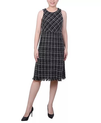 Women's Long Sleeve Tweed Jacket with Dress Set, 2-Pc - Picture 4 of 11