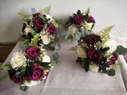 Bridal Bouquet/Bridesmaids Posies/Buttonholes in Burgandy & Ivory