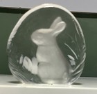 Zajecar Crystal Glass Paperweight With With Bunny Rabbit