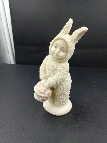 Department 56 Snowbunnies A Basket Of Cheer Pink Flowers Figurine Snow Baby  - Picture 1 of 12