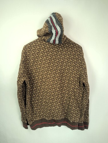 BURBERRY Mens Sz M MUCKFORD Brown Monogram Stripe Print Pullover Hoodie 8018241 - Picture 2 of 15