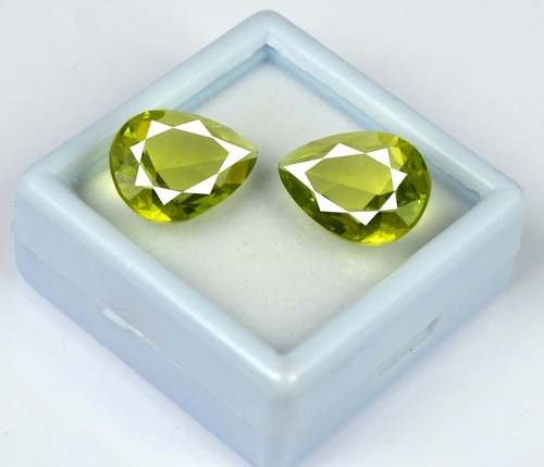 14,80 ct grüner Sphen Titanit Edelstein Paar Birnenschliff AGI zertifiziert SD53 - Bild 7 von 8