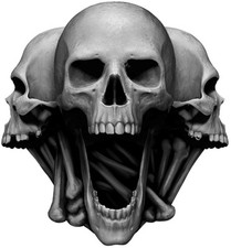 SKULL 3 HEAD BUMPER STICKER LAPTOP STICKER TOOLBOX STICKER WINDOW STICKER