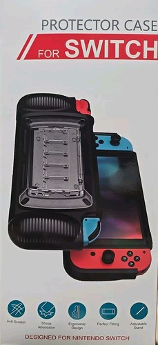 Protective Case for Nintendo Switch,  Screen Protector, Anti-Scratch, Thumb Caps - Afbeelding 4 van 6