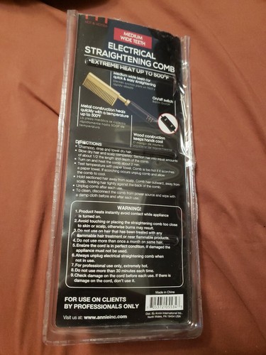 H&H Electrical Straightening Comb Medium Wide Teeth Black/Gold 5534 - Picture 2 of 2