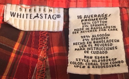 WHITE STAG Womens Sz 16 Avg Plaid Shorts “Coral Sun Combo” EUC Coral, Brown, Tan - Picture 4 of 11