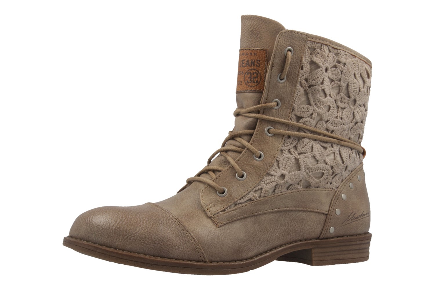 MUSTANG Damen Boots Beige Schuhe in Übergrößen: Mustang MUSTANG Damen Boots Beige Schuhe in Übergrößen: Mustang