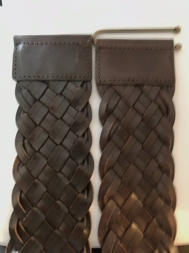 Old Navy Women’s Woven Leather Wide Waist Belt Dark Brown M/ L - Picture 3 of 12