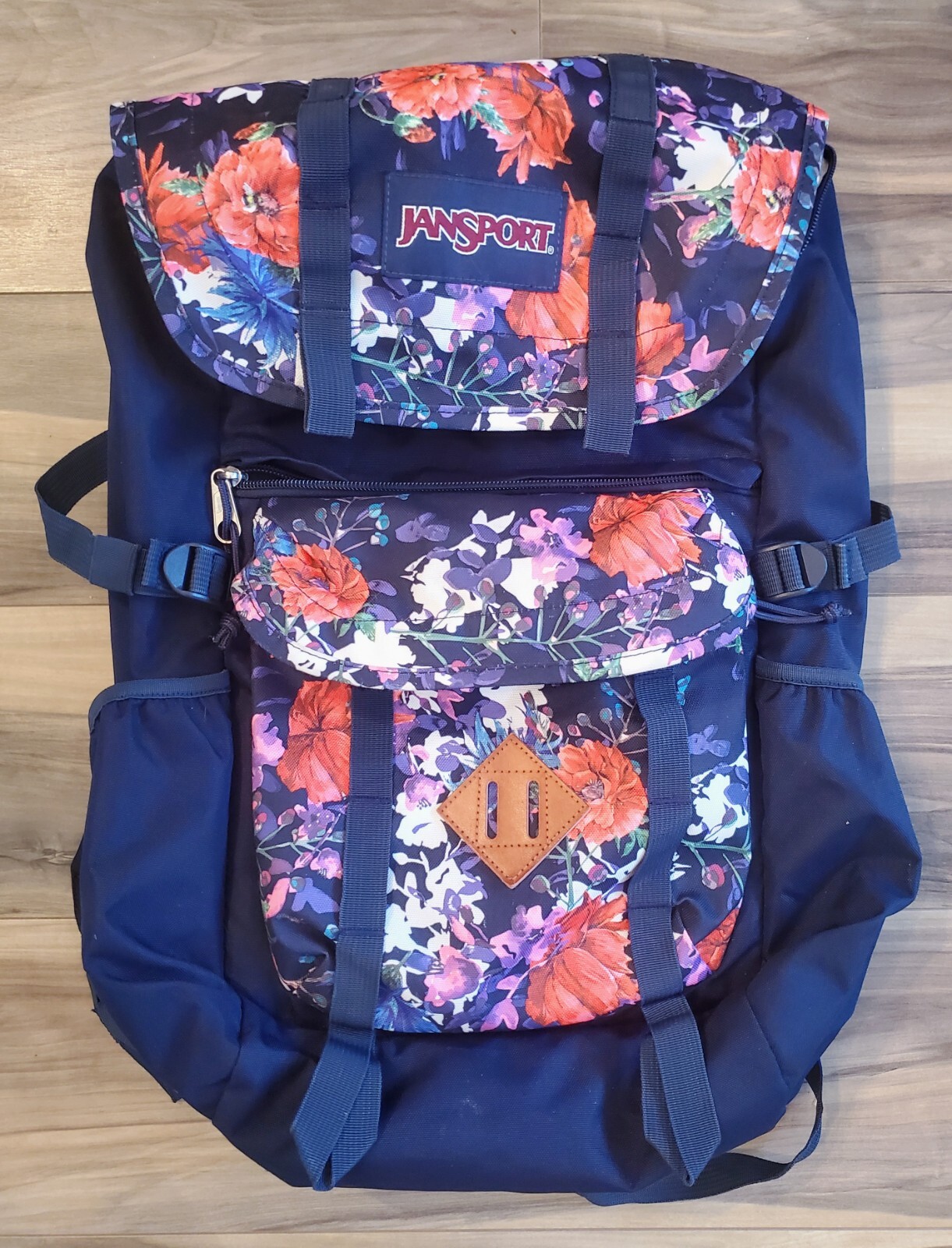 Jansport Javelina Backpack Navy Floral Print Laptop B… Gem