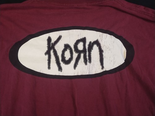 KORN LIFE IS PEACHY Maroon Red NU METAL t-shirt XL Vintage 90's Y2K Murina - Picture 6 of 9