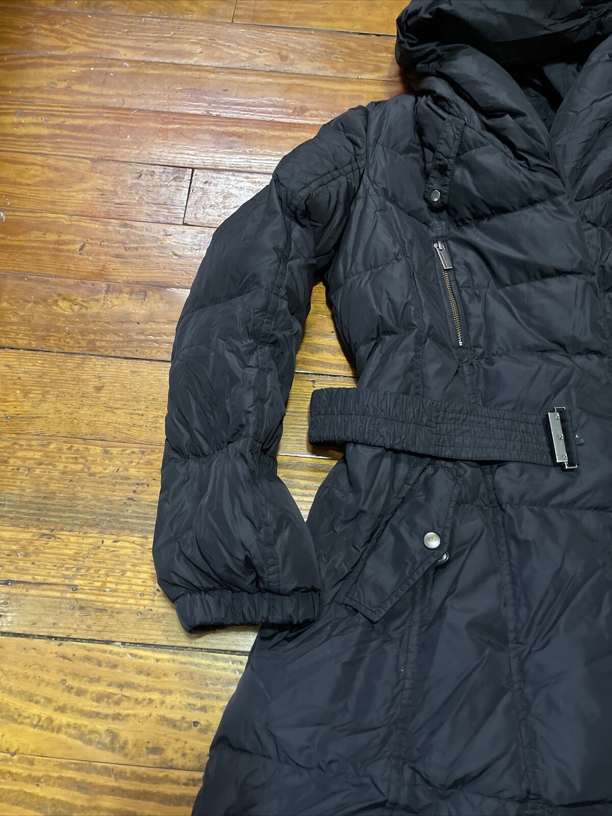 Add Black Long Down Quilted Puffer Coat Jacket Zi… - image 3