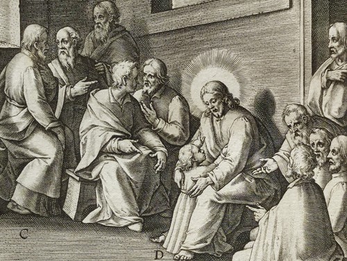 Jesus teaches the disciples about humility, Passeri, A. Collaert, Stampa 1593 - Picture 4 of 10