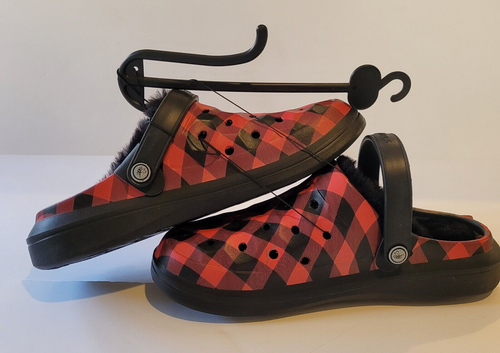 JOYBEES Womens 9 Active Varsity Lined Clog Graphic Buffalo Plaid Red Black Check - Picture 23 of 23