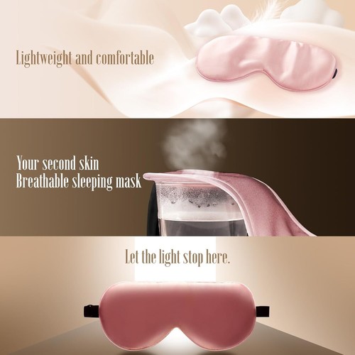 Silk Sleep Mask, 100% Pure Mulberry Silk Eye Mask with Adjustable Strap for Slee - Picture 2 of 7