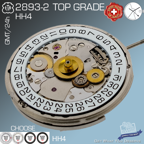 UHRWERK AUTOMATIK ETA 2893-2 GMT, VERZIERT, TOPQUALITÄT GLUCYDUR, HH4 BLAUE SCHRAUBE - Bild 2 von 8