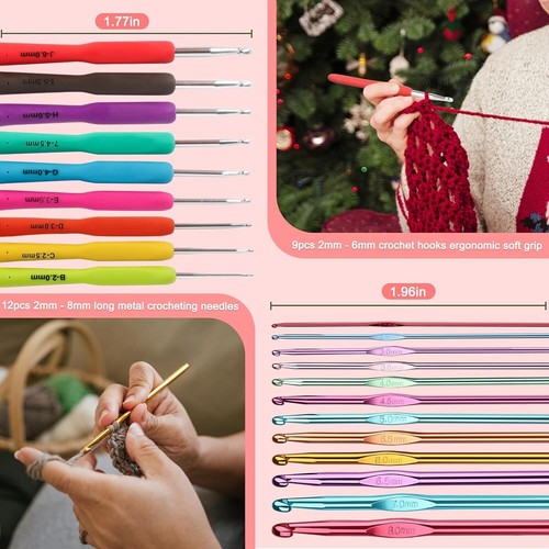 85PCS Crochet Hooks Kit Ergonomic Set with Case for Beginners & Yarn Lovers - Picture 6 of 15