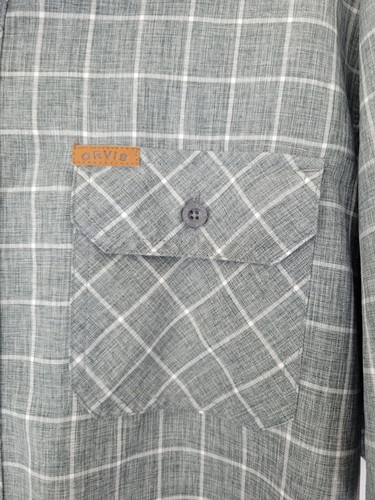 ORVIS Mens Size L Short Sleeve Shirt Gray Plaid Check Button Up Casual Outdoor - Picture 3 of 9