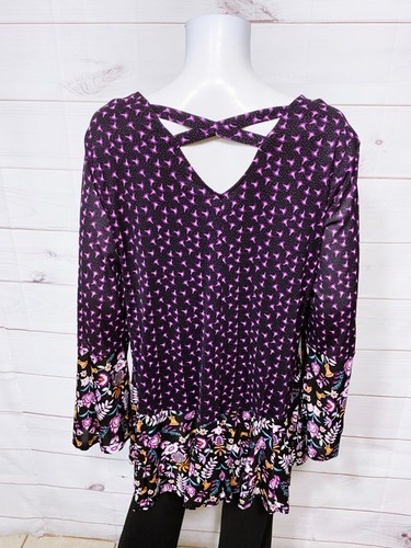 Style & Co Womens Blouse Size 2X Floral Lined Long Sleeve Top - Picture 4 of 7