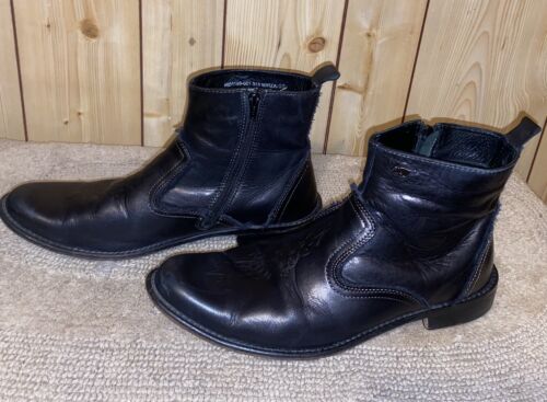 Botas al tobillo Rocket Dog para hombre 10 Mirza de cuero negro borde deshilachado con cremallera - Imagen 3 de 8