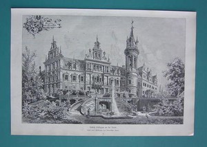 GERMANY-Schkopau-Castle-VICTORIAN-Antique-Print