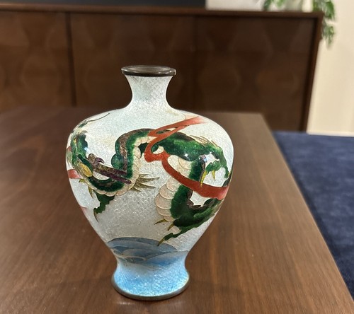 Bellissimo antico vaso drago ginbari cloisonné giapponese periodo Meiji segno distintivo - Foto 8 di 16