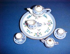 Miniature Blue Floral Ceramic TEA Set 10 Pieces