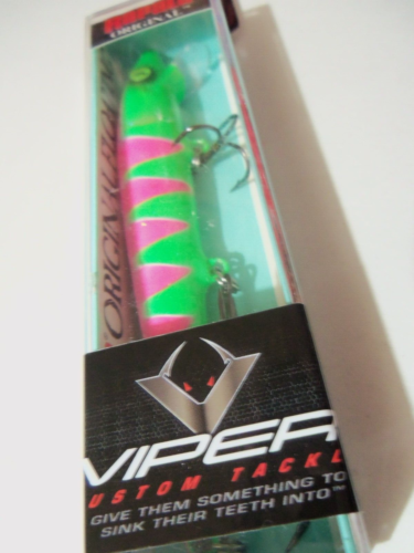 1 esca Rapala Minnow F11 VIPER persico verde/rosa personalizzata nuova con scatola - Foto 6 di 7