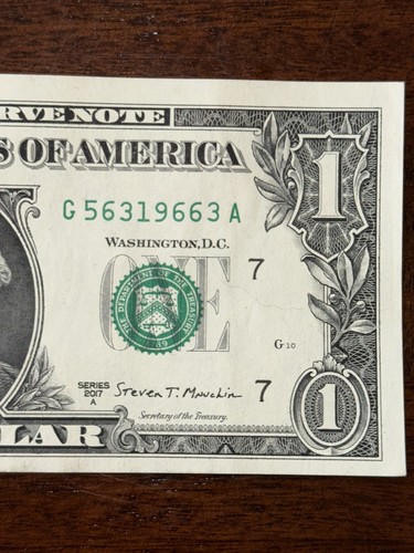 2017A $1 Dollar Bill Date Note 1966 (56319663) Fancy Serial Number - Picture 3 of 6