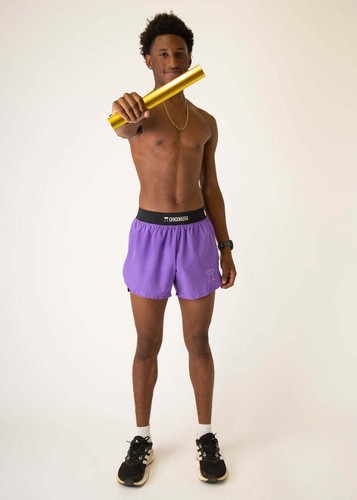 Men's Purple 4" Half Split Shorts