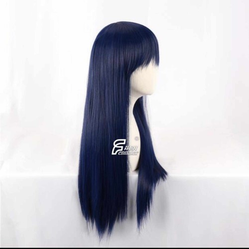 Long blue black Inclined bang Anime characters Wig style washable Cosplay