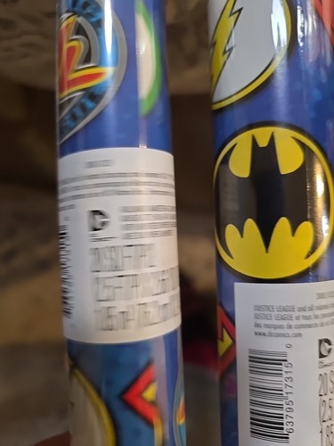 2 Rolls Gift Wrap Superman Batman Green Lantern Flash DC Comics Justice League - Picture 3 of 5