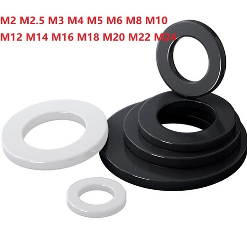 NYLON PLASTIC FLAT WASHERS M2-M24 FOR SCREWS PREMIUM FENDER WASHERS BLACK &WHITE - Picture 1 of 7