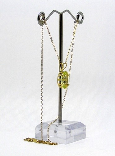 Faceted Yellow Labradorite Necklace Set in 10K Yellow Gold, 4.70 Cts. 14 X 10 MM - Picture 2 of 10