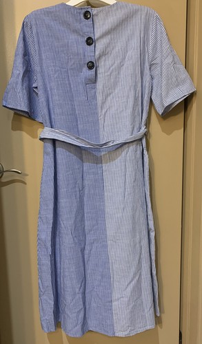 NWT Zara Blue Cotton Stripe Dress V-neck size S Small - Picture 4 of 6